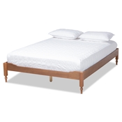 Baxton Studio Laure French Bohemian Ash Walnut Finished Wood Queen Size Platform Bed Frame
